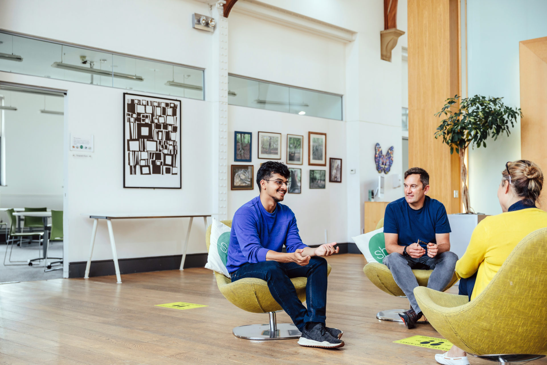 Ritvik Mewari, BSc Accounting & Finance talking to Todd Hannula, founder of Shine, Social Enterprise